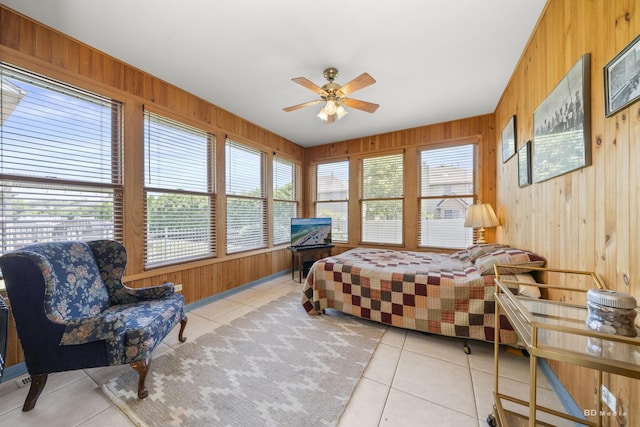 14879 Harbor Dr, Oak Forest, IL 60452 - bedroom with light tile patterned floors and wood walls