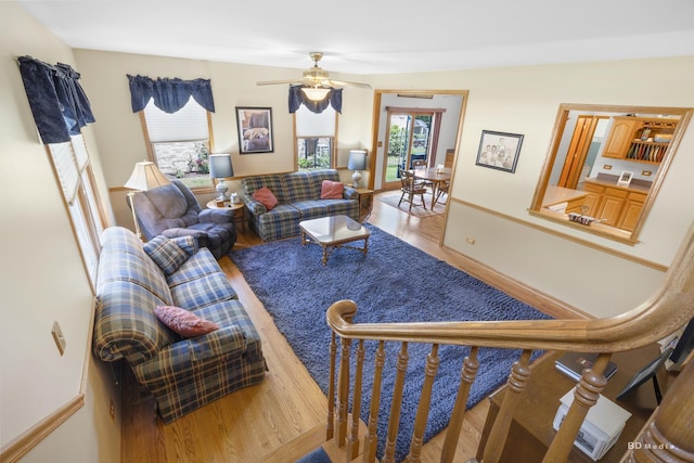 14879 Harbor Dr, Oak Forest, IL 60452 - living room with wood finished floors and a ceiling fan