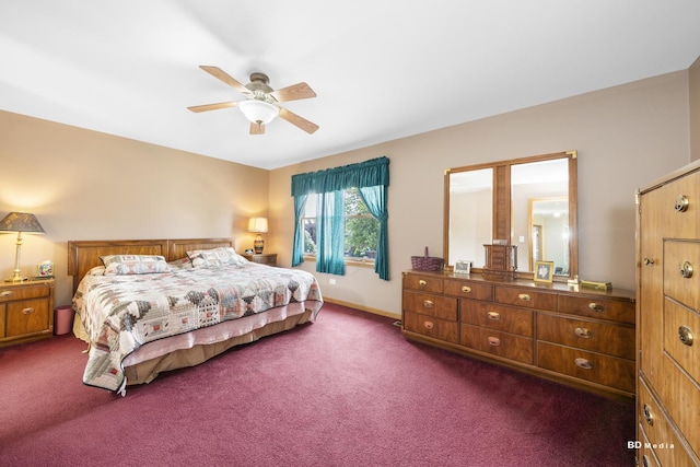 14879 Harbor Dr, Oak Forest, IL 60452 - bedroom featuring dark colored carpet and ceiling fan