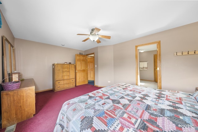 14879 Harbor Dr, Oak Forest, IL 60452 - bedroom featuring dark carpet and ceiling fan