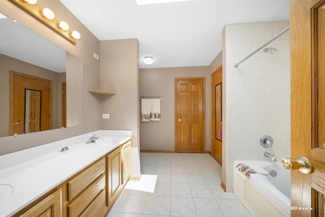 14879 Harbor Dr, Oak Forest, IL 60452 - bathroom with double vanity, tile patterned flooring, and shower / washtub combination