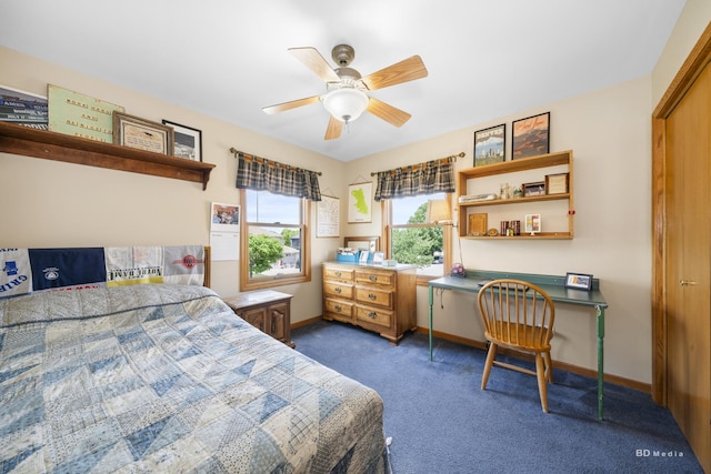 14879 Harbor Dr, Oak Forest, IL 60452 - bedroom featuring carpet, a desk, and ceiling fan