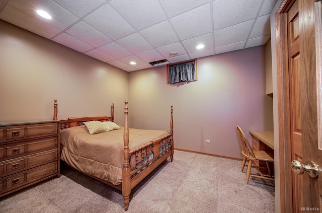 14879 Harbor Dr, Oak Forest, IL 60452 - bedroom featuring light colored carpet, recessed lighting, and a drop ceiling