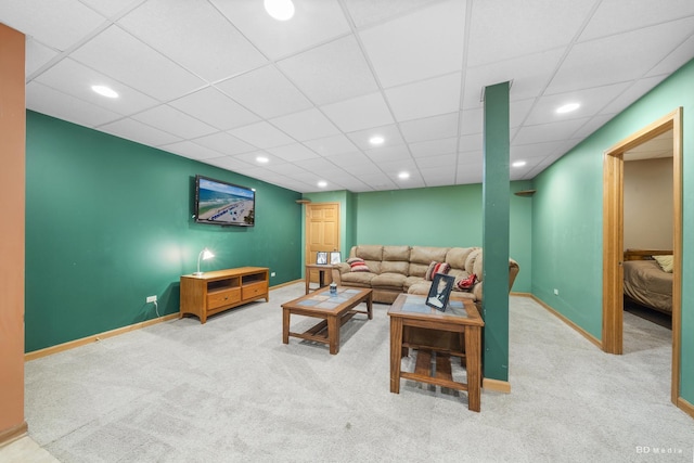 14879 Harbor Dr, Oak Forest, IL 60452 - carpeted living room featuring recessed lighting and a paneled ceiling