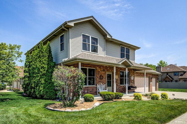 14879 Harbor Dr, Oak Forest, IL 60452 - view of front facade featuring covered porch, concrete driveway, brick siding, roof with shingles, and a garage