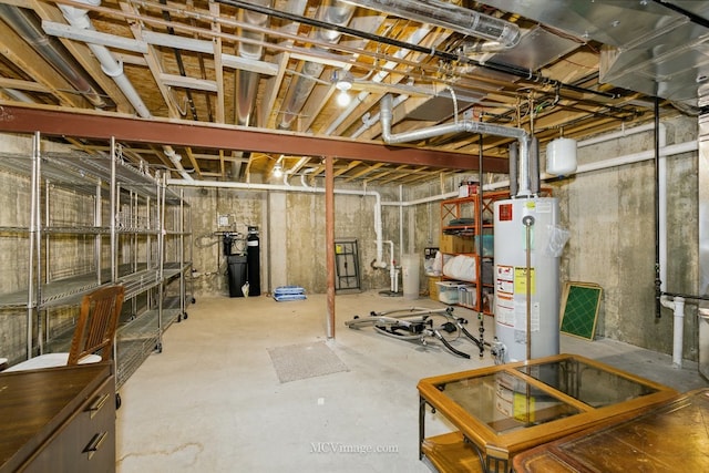 15701 Cove Cir, Plainfield, IL 60544 - unfinished below grade area with gas water heater and a water softener system