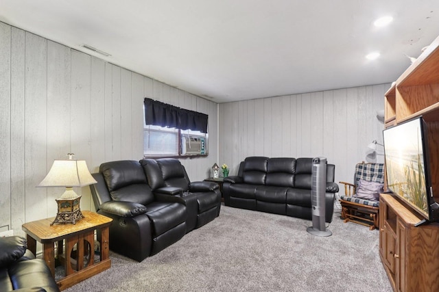 10956 S Nagle Ave, Worth, IL 60482 - living area featuring carpet, wooden walls, and cooling unit