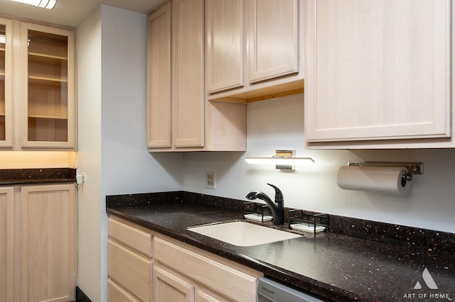 101 N Peartree Ln Unit 101, Arlington Heights, IL 60004 - kitchen featuring glass insert cabinets and dark stone counters