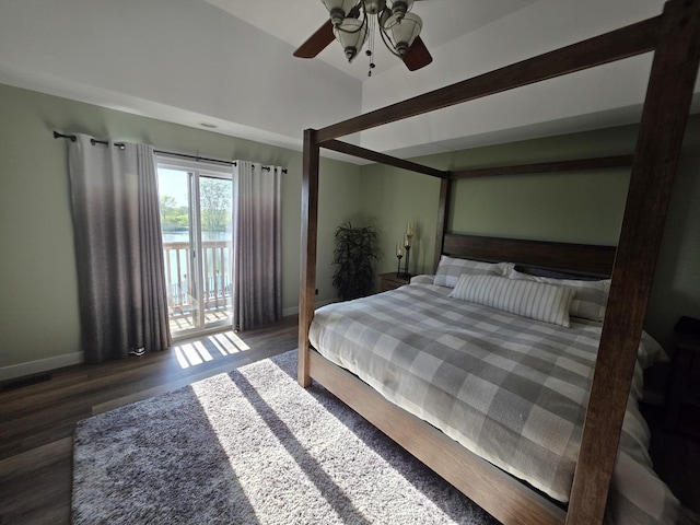 723 Casey Dr, Minooka, IL 60447 - bedroom with access to outside, wood finished floors, and ceiling fan