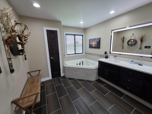 723 Casey Dr, Minooka, IL 60447 - full bath featuring a bath, vanity, and recessed lighting