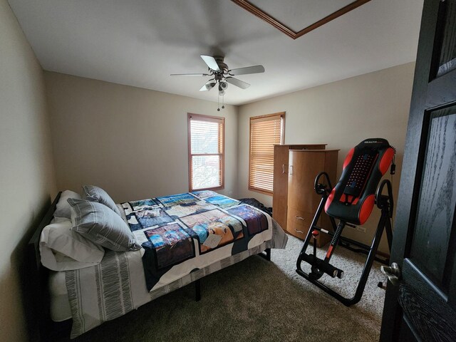 723 Casey Dr, Minooka, IL 60447 - carpeted bedroom featuring ceiling fan