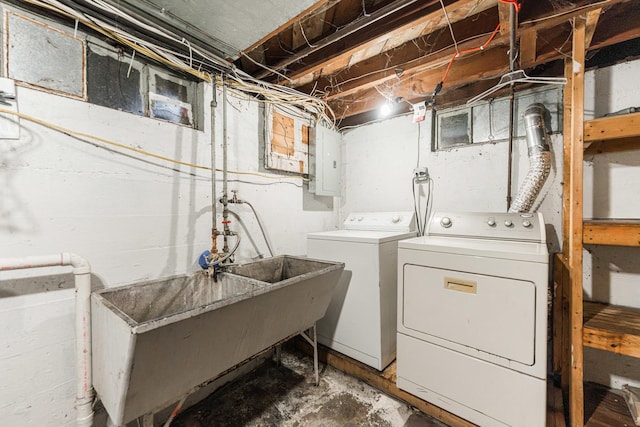 310 Virgil St, Maple Park, IL 60151 - laundry area with electric panel and washer and dryer