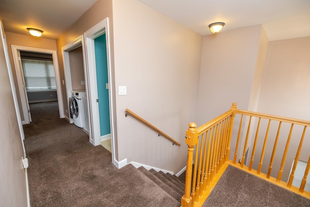 340 Hubbard Ave, Elgin, IL 60123 - stairs featuring independent washer and dryer and carpet floors