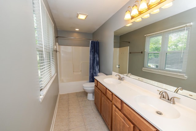 340 Hubbard Ave, Elgin, IL 60123 - full bathroom with tile patterned floors, double vanity, and shower / bath combo with shower curtain