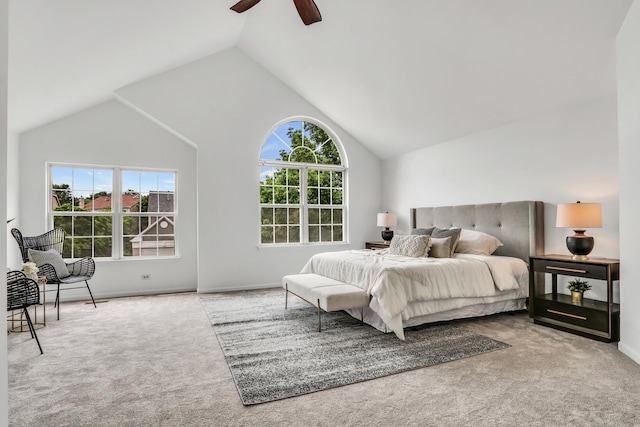 7612 Cascade Way, Gurnee, IL 60031 - bedroom featuring carpet flooring, lofted ceiling, and a ceiling fan