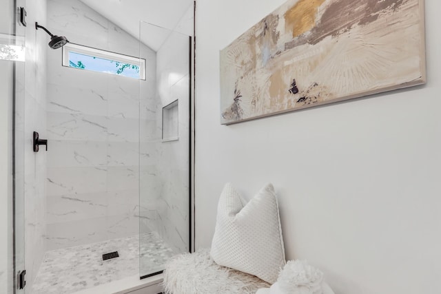 7612 Cascade Way, Gurnee, IL 60031 - full bathroom with a marble finish shower and lofted ceiling