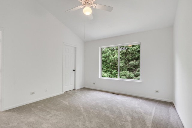 7612 Cascade Way, Gurnee, IL 60031 - spare room with carpet floors, vaulted ceiling, and ceiling fan