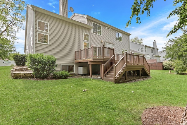 7612 Cascade Way, Gurnee, IL 60031 - back of property featuring stairway, a deck, a yard, and a chimney