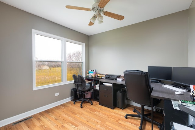 1792 Autumn Woods Ln, Romeoville, IL 60446 - office featuring light wood-type flooring and ceiling fan
