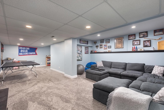 1792 Autumn Woods Ln, Romeoville, IL 60446 - carpeted living area featuring recessed lighting and a paneled ceiling