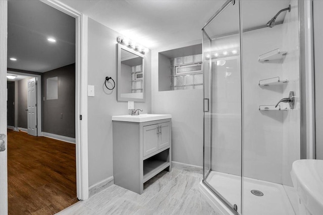 4336 W Adams St, Chicago, IL 60624 - full bathroom with a shower stall, vanity, and recessed lighting