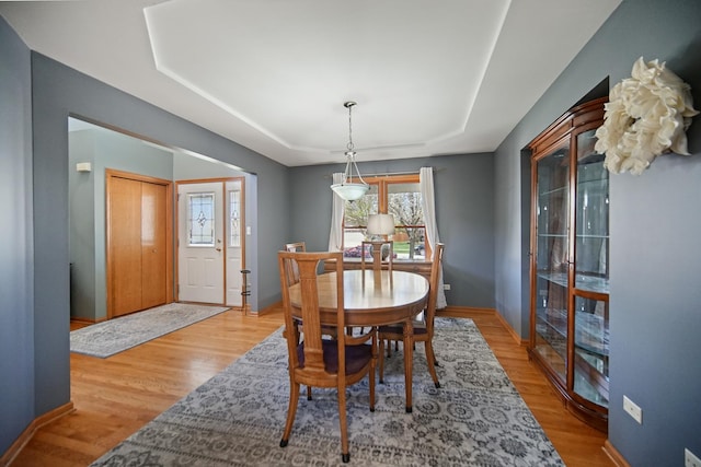 2870 Gannet Ln, New Lenox, IL 60451 - dining space featuring a tray ceiling and wood finished floors