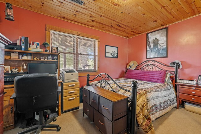 20340 Rt 113th Hwy, Wilmington, IL 60481 - bedroom with light colored carpet, wood ceiling, and an office area