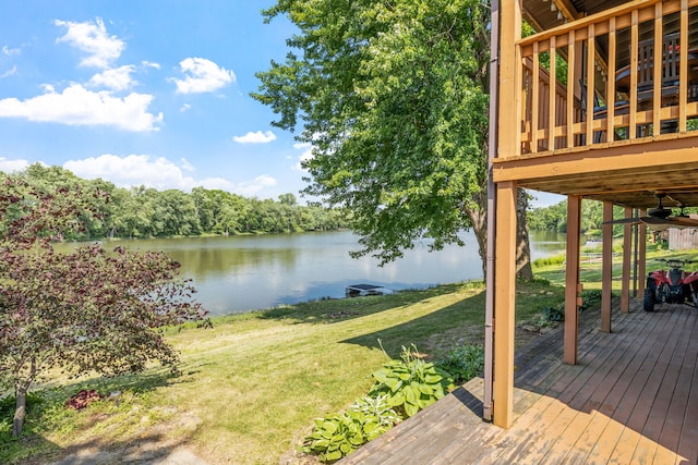 20340 Rt 113th Hwy, Wilmington, IL 60481 - wooden deck with a water view and a lawn