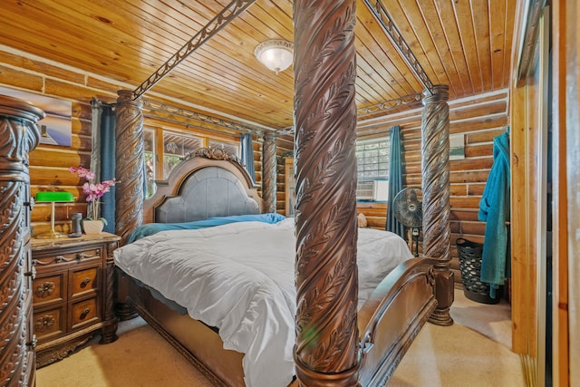 20340 Rt 113th Hwy, Wilmington, IL 60481 - carpeted bedroom with rustic walls and wooden ceiling