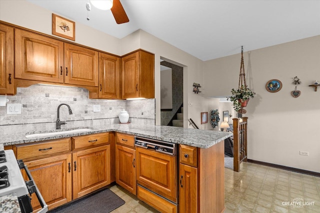 6841 Carpenter St, Downers Grove, IL 60516 - kitchen featuring dishwasher, light flooring, and brown cabinetry