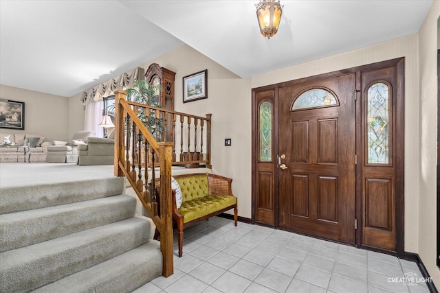6841 Carpenter St, Downers Grove, IL 60516 - foyer with stairs and light tile patterned floors