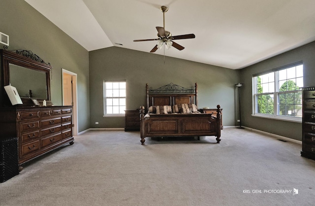 2467 W Autumn Dr, Round Lake, IL 60073 - bedroom with lofted ceiling, carpet floors, and a ceiling fan