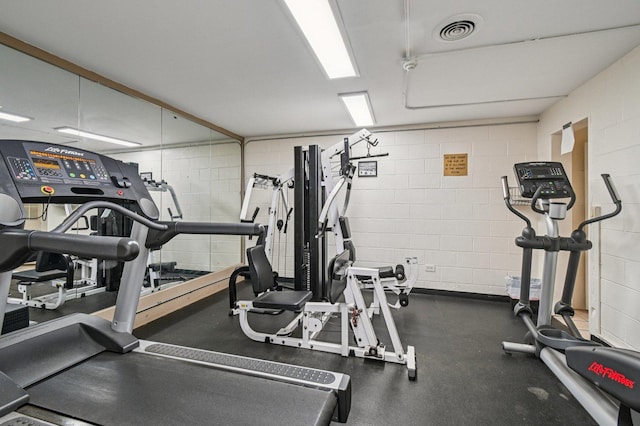 9S240 Lake Dr Unit 17-207B, Willowbrook, IL 60527 - workout area featuring concrete block wall