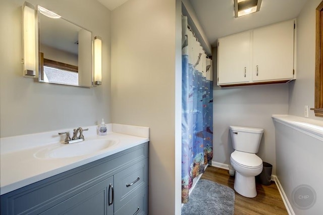 24460 Easy St, Plainfield, IL 60586 - full bathroom featuring vanity, wood finished floors, and a shower with curtain