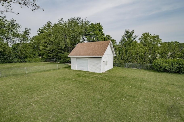24460 Easy St, Plainfield, IL 60586 - fenced backyard with an outdoor structure and a garage