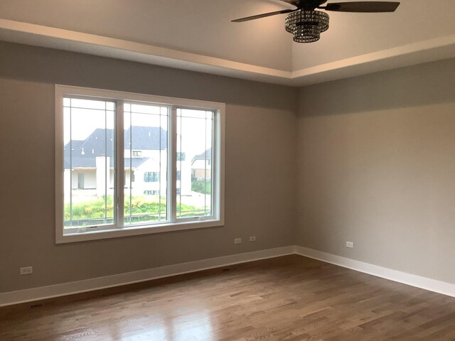 12415 Foxborough Dr, Mokena, IL 60448 - unfurnished room with ceiling fan and dark wood finished floors
