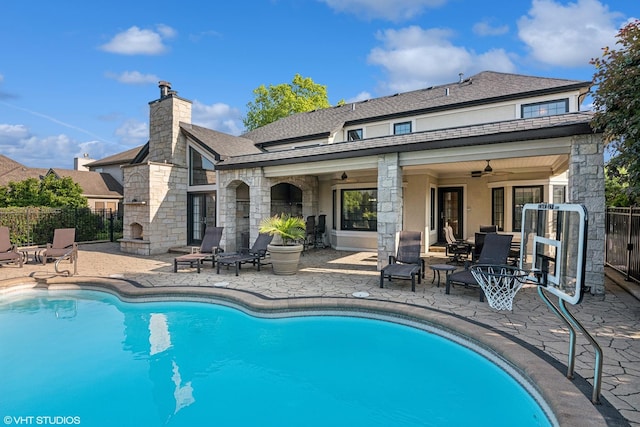 24650 Lincolnway St, Plainfield, IL 60544 - view of pool featuring a patio and a ceiling fan