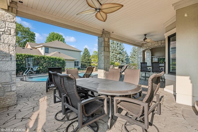 24650 Lincolnway St, Plainfield, IL 60544 - view of patio with ceiling fan and outdoor dining space