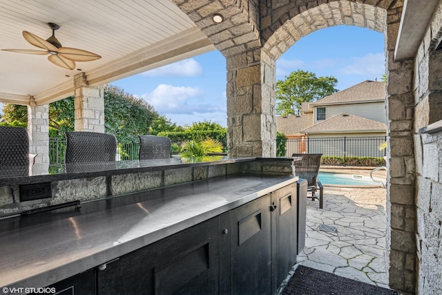 24650 Lincolnway St, Plainfield, IL 60544 - view of patio / terrace featuring an outdoor kitchen and ceiling fan