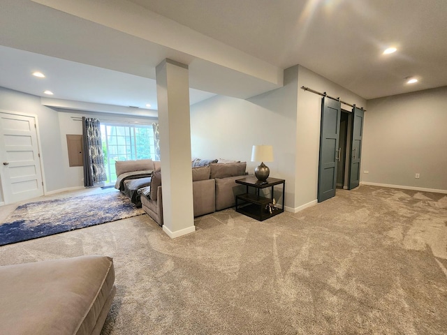 2003 Magenta Ln, Algonquin, IL 60102 - living area with light colored carpet, recessed lighting, and a barn door