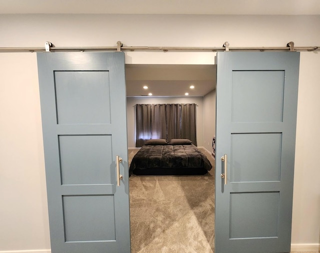 2003 Magenta Ln, Algonquin, IL 60102 - carpeted bedroom with recessed lighting and a barn door