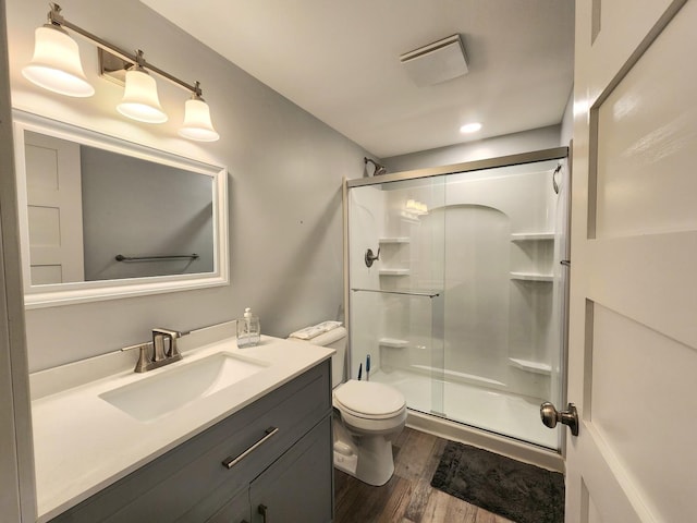 2003 Magenta Ln, Algonquin, IL 60102 - bathroom with wood finished floors, a shower stall, and vanity
