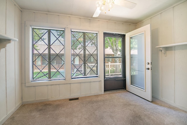 895 Shagbark Rd Unit 44C, New Lenox, IL 60451 - spare room with a decorative wall, light colored carpet, and ceiling fan
