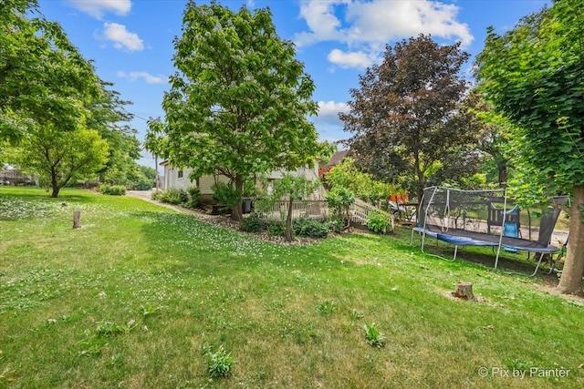 566 Raymond St, Elgin, IL 60120 - view of green lawn featuring a trampoline