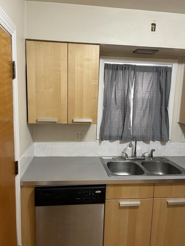 214 S Oak Park Ave Unit 2, Oak Park, IL 60302 - kitchen featuring stainless steel dishwasher, light brown cabinetry, and light countertops