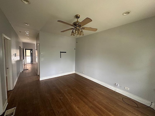 4131 N Monticello Ave, Chicago, IL 60618 - empty room with wood finished floors, ceiling fan, and recessed lighting