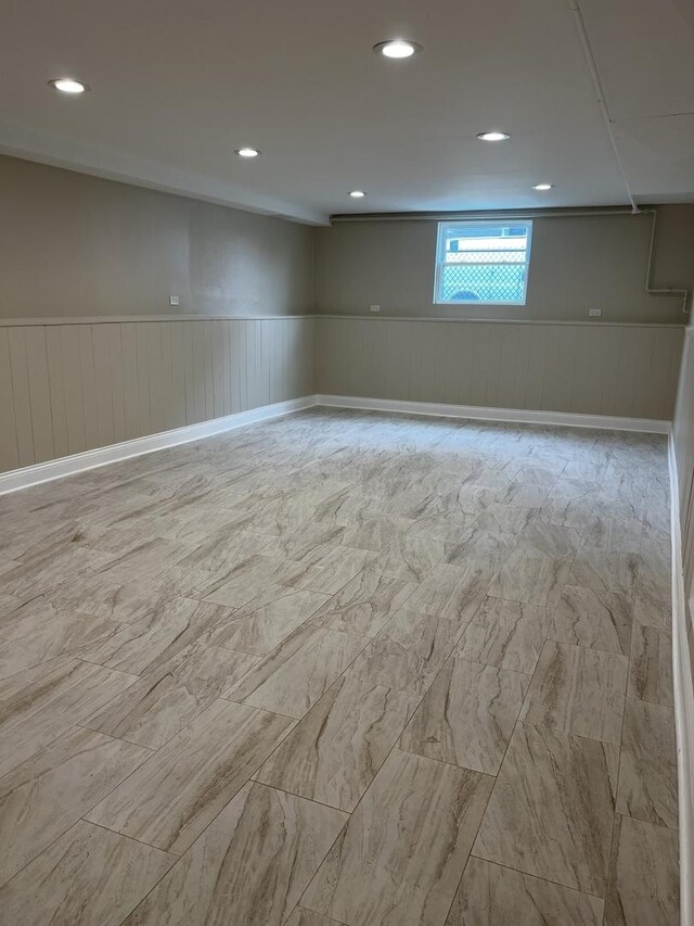 805 Monroe Ave, Carpentersville, IL 60110 - unfurnished room with a wainscoted wall and recessed lighting