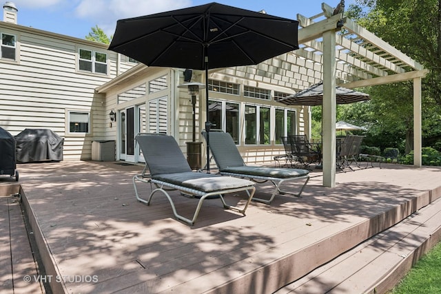 235 Valley Rd, Trout Valley, IL 60013 - wooden terrace featuring a pergola and a grill