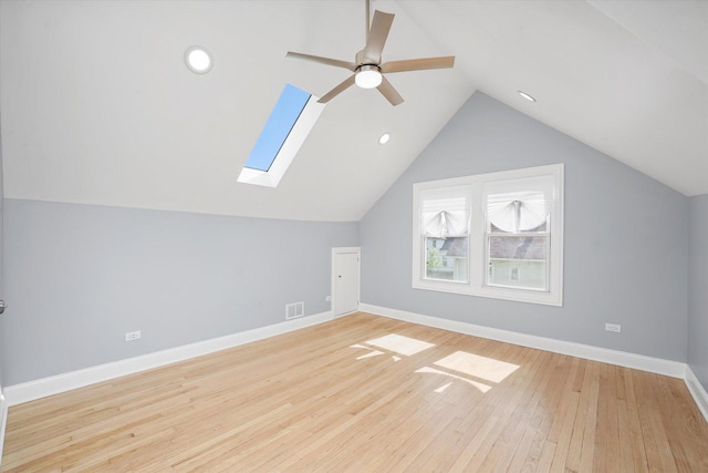 536 E 155th St, Phoenix, IL 60426 - bonus room with a skylight, hardwood / wood-style floors, lofted ceiling, and a ceiling fan