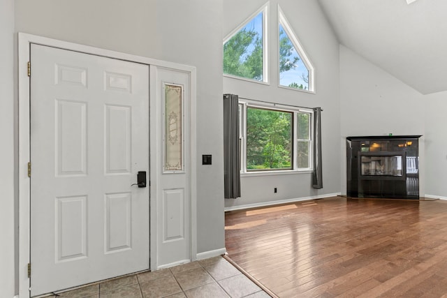 4293 W Rockton Rd, Rockton, IL 61072 - entrance foyer featuring high vaulted ceiling and wood finished floors